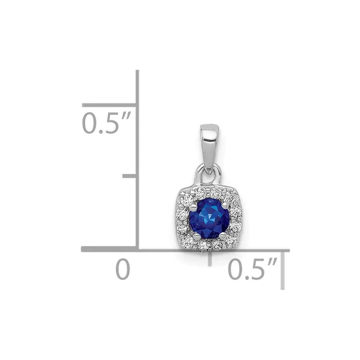 Qgold Necklaces 14k White Gold Diamond and 20 Sapphire Square Halo Pendant 06 grams Qgold Necklaces 14k White Gold Diamond and 20 Sapphire Square Halo Pendant 06 grams