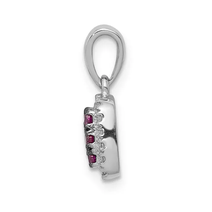 Qgold Necklaces 14k White Gold Diamond and 23 Ruby Square Halo Pendant 105 grams