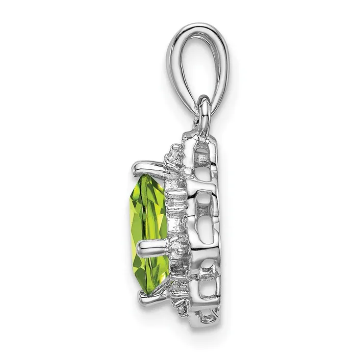 Qgold Necklaces 14k White Gold Peridot and Diamond Scalloped Pendant 115 grams Qgold Necklaces 14k White Gold Peridot and Diamond Scalloped Pendant 115 grams