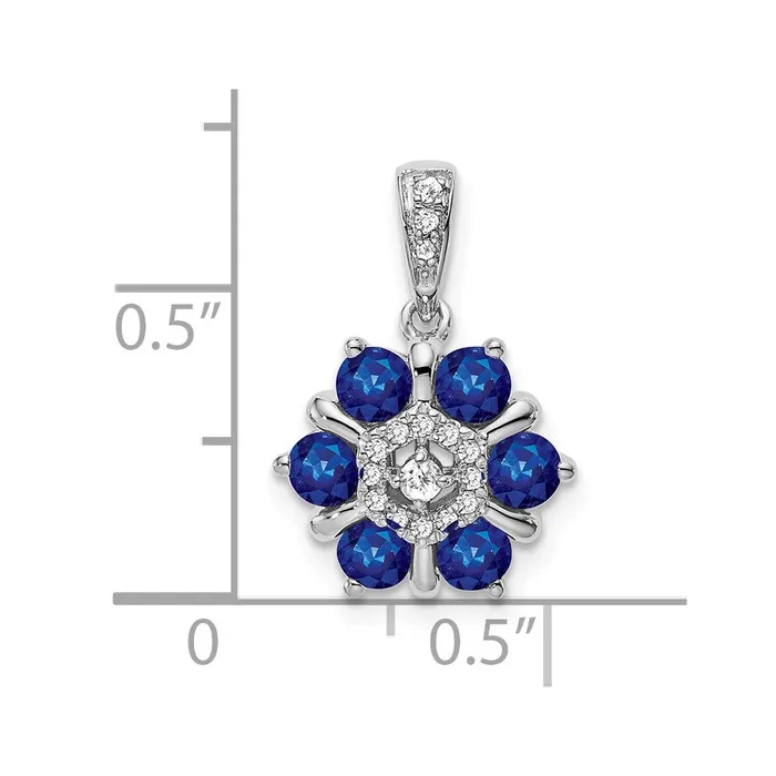 Qgold Necklaces 14k White Gold Sapphire and Diamond Floral Pendant 165 grams Qgold Necklaces 14k White Gold Sapphire and Diamond Floral Pendant 165 grams
