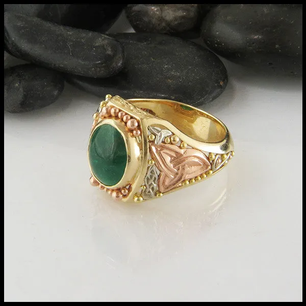 Rings Walker Metalsmiths TriColor Gold Ring with Emerald Cabochon