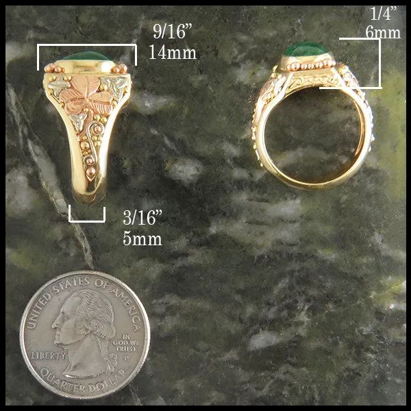 Rings Walker Metalsmiths TriColor Gold Ring with Emerald Cabochon