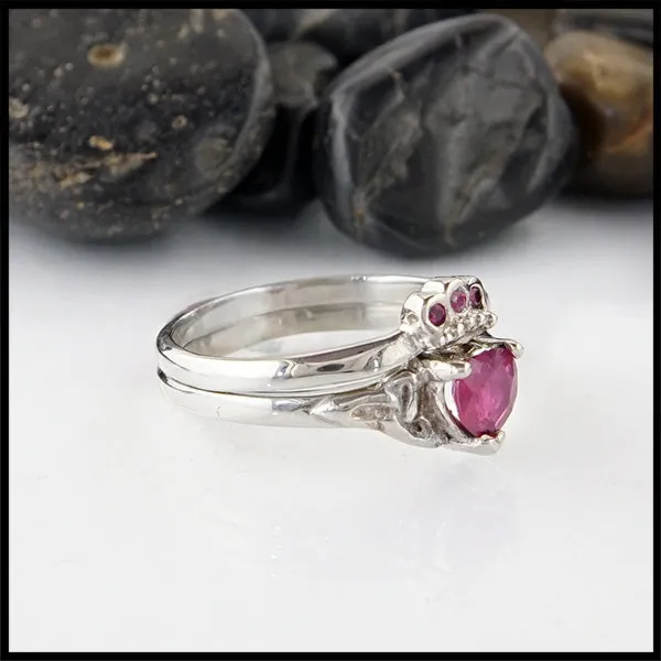 Ruby Claddagh Two Ring Set Walker Metalsmiths Rings