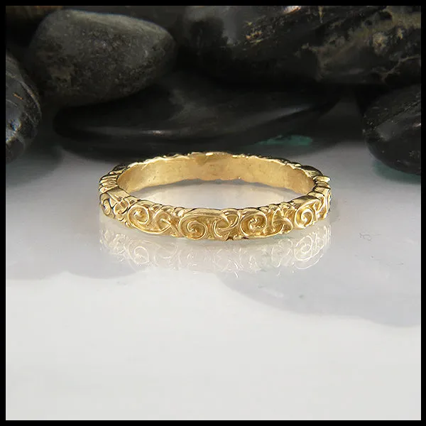 Walker Metalsmiths Celtic Jewelry Rings Trinity Scroll Stacking Ring in 14K Gold