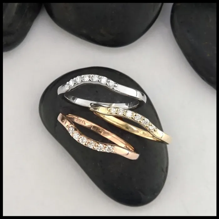 Walker Metalsmiths Celtic Jewelry Simple Stacking Ring with Diamonds Rings