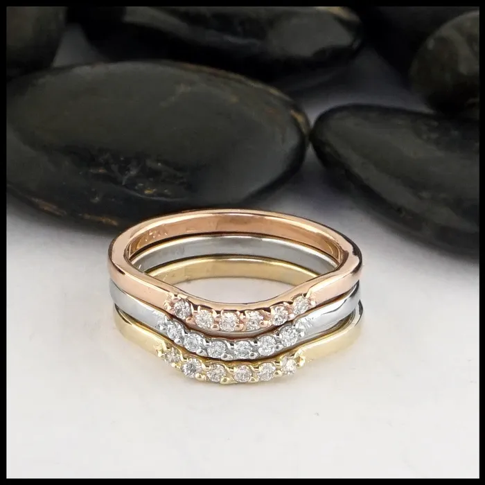 Walker Metalsmiths Celtic Jewelry Simple Stacking Ring with Diamonds Rings