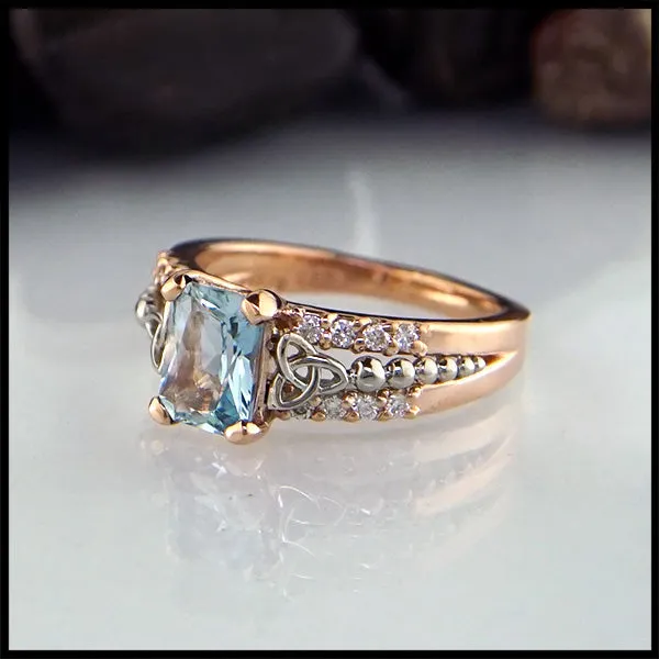 Walker Metalsmiths Rings Rose Gold and Aquamarine Ring