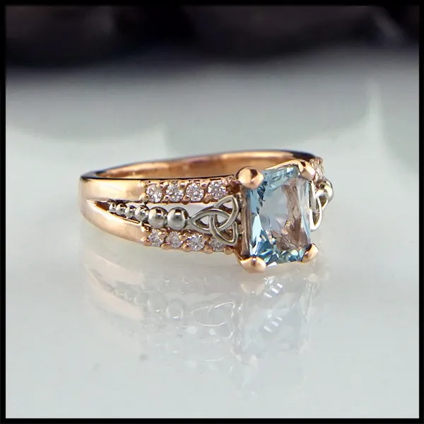Walker Metalsmiths Rings Rose Gold and Aquamarine Ring