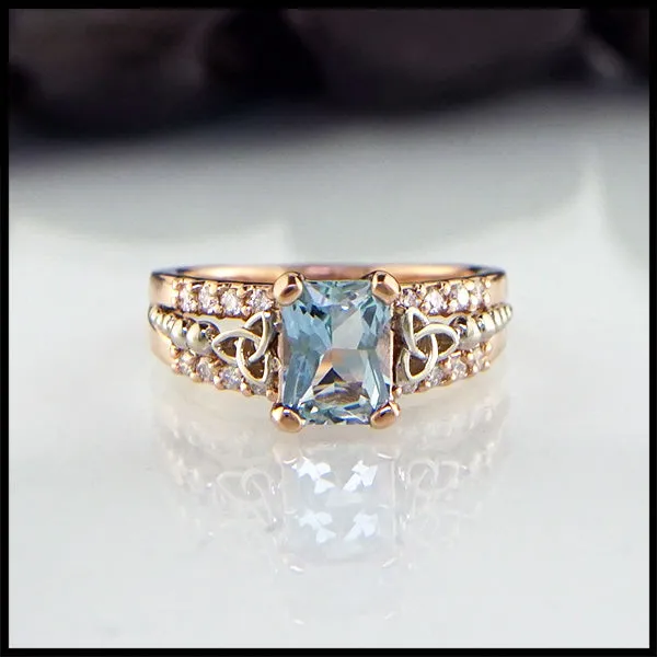 Walker Metalsmiths Rings Rose Gold and Aquamarine Ring