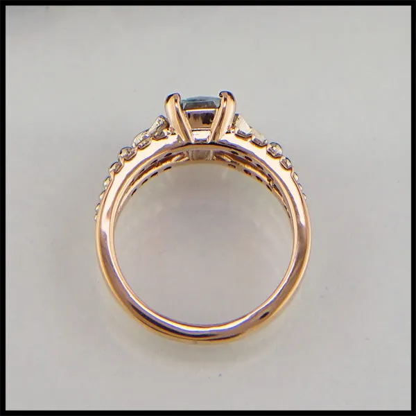 Walker Metalsmiths Rings Rose Gold and Aquamarine Ring
